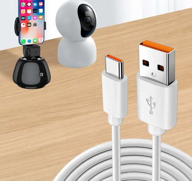 Кабель usb type-c 2a довжиною 6 м для заряджання та живлення білий USB/Type-C6m фото