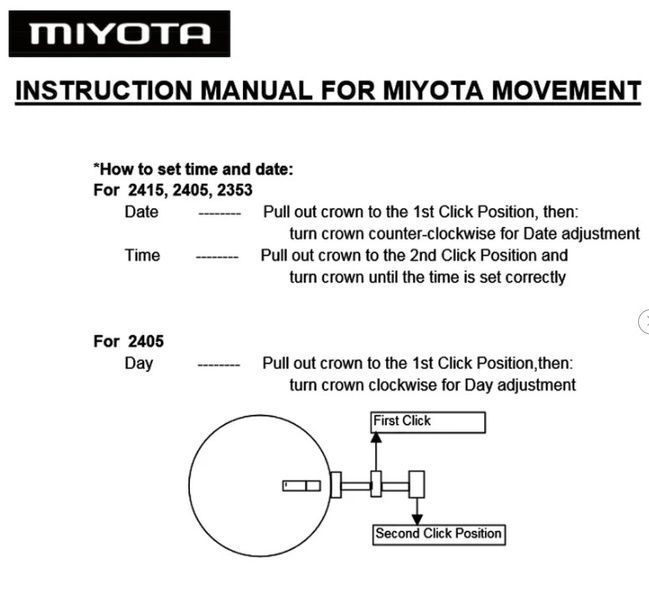 Механізм для наручного годинника кварцовий Miyota 2415 під три стрілки з датою на 3 години IBWMY2415-3 фото
