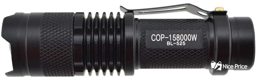 Ліхтар міні ручної кишеньковий акумуляторний bl-525 xpe+cob microusb з zoom зарядної кабель  5389 фото