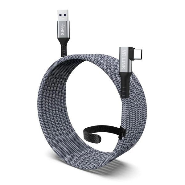 Кабель Oculus Link USB 3.2 Type-C 5 м в оплетці для Quest 2/3/Pro, Pico 4 Сірий AC-5mGS фото