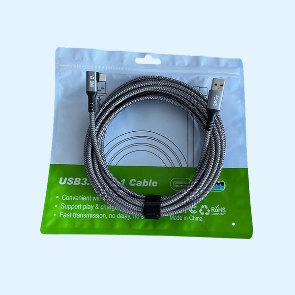 Кабель Oculus Link USB 3.2 Type-C 5 м в оплетці для Quest 2/3/Pro, Pico 4 Сірий AC-5mGS фото