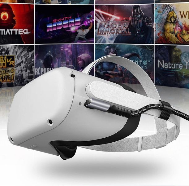 Кабель Oculus Link USB 3.2 Type-C 5 м в оплетці для Quest 2/3/Pro, Pico 4 Сірий AC-5mGS фото