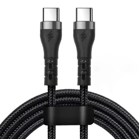 Кабель pd type-c до type-c 120w 6a 2 м швидкого заряджання та передачі даних чорний Type-C2m120WB фото