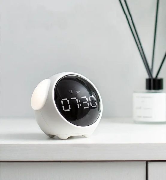 Будильник нічник Emoji Alarm Clock багатофункціональний піксельний з анімацією Білий YV-O фото