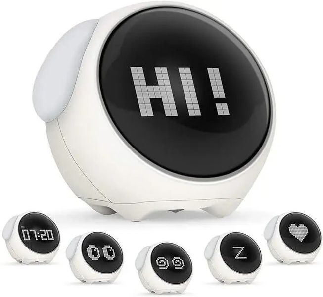 Будильник нічник Emoji Alarm Clock багатофункціональний піксельний з анімацією Білий YV-O фото