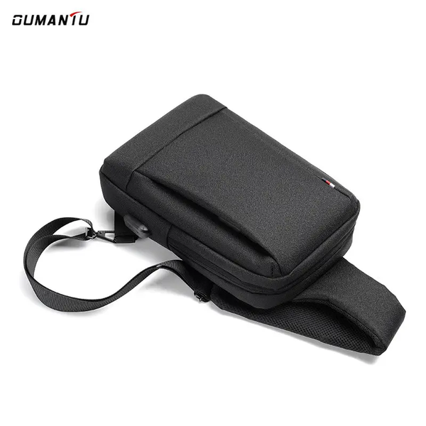 Нагрудна сумка-слінг oumantu 903 з usb оксфорд чорний IBM041B фото