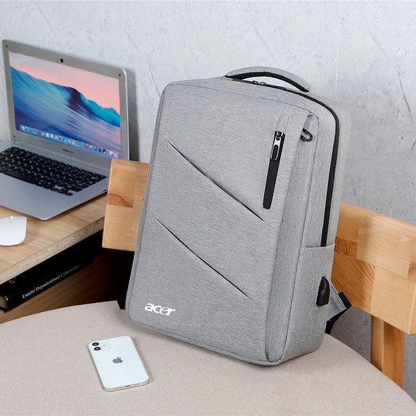 Рюкзак протиударний для ноутбука 15,6", водостійкий, з USB-портом Сірий IBN051S5 фото