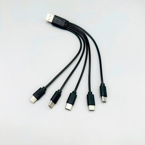Кабель спліттер USB - 5 Type-C для зарядки та живлення 2A 20см Чорний A5C-02mB фото