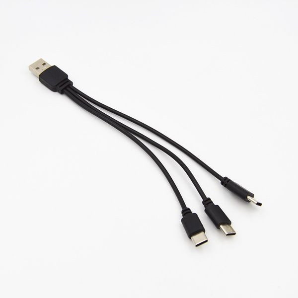 Кабель спліттер USB - 3 Type-C для зарядки та живлення 2A 20см Чорний A3C-02mB фото