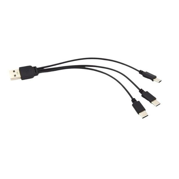 Кабель спліттер USB - 3 Type-C для зарядки та живлення 2A 20см Чорний A3C-02mB фото